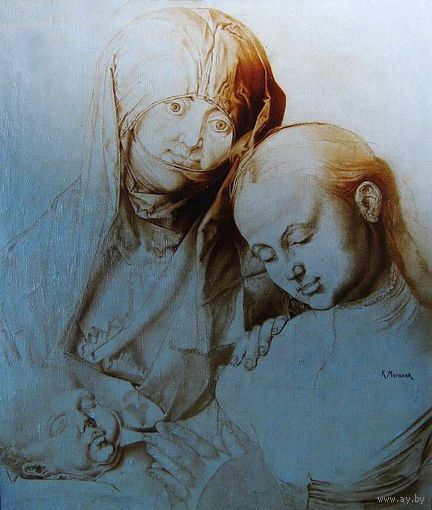 Картина-вариация на тему*(Но не есть сама копия этой картины): картины Дюрера "Мадонна с младенцем и святой Анной" 1998г. Художник Кирилл Мельник.