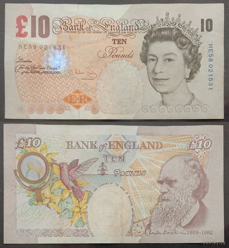 Великобритания. 10 фунтов (образца 2004 года, P389c, подпись Bailey)