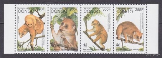 1997 Конго Браззавиль 1504-1507 полоса WWF / Фауна 5,50 евро