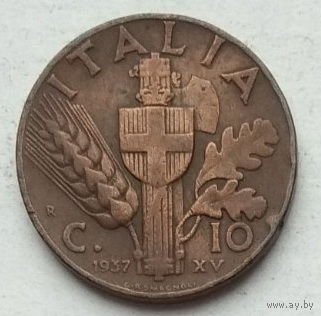 Италия 10 чентезимо 1937 г. Новый тип
