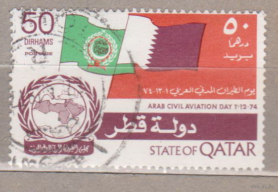 Флаг День гражданской авиации арабских стран Катар 1974 год лот 4 (8)  менее 30 % от каталога по курсу 3 р