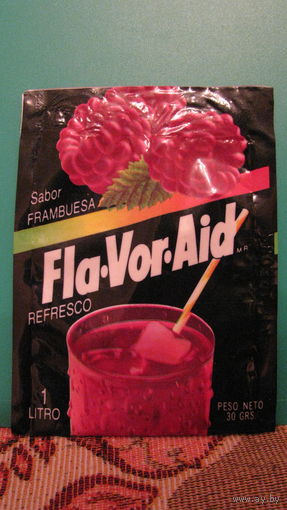 Этикетка от растворимого напитка Fla-Vor-Aid (малиновый).