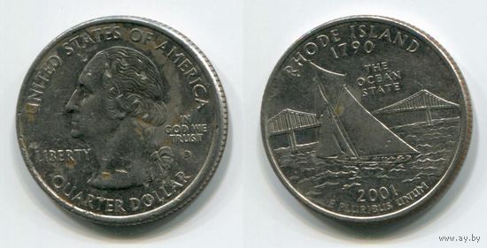 США. 25 центов (2001, Род Айленд, буква D)