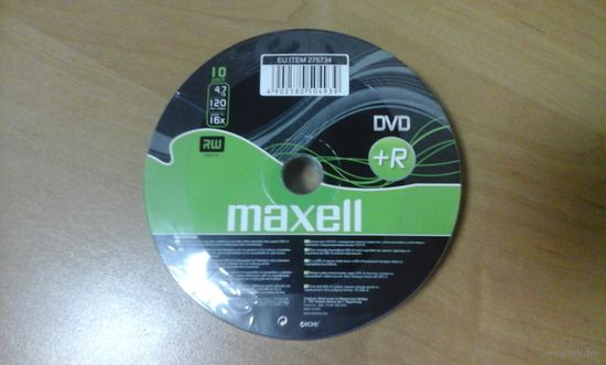 Диск DVD-R 4.7Gb 16x MAXELL по 10 шт. в пленке 275734