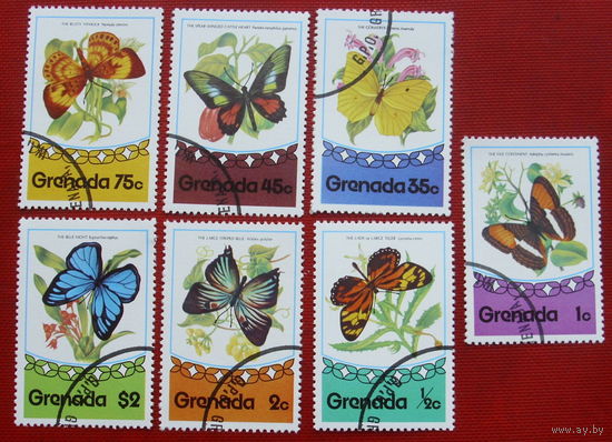 Гренада. Бабочки. ( 7 марок ) 1975 года. 7-14.
