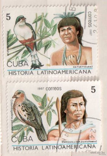 История Латинской Америки. 2 марки, 1987г.,гаш. Куба.