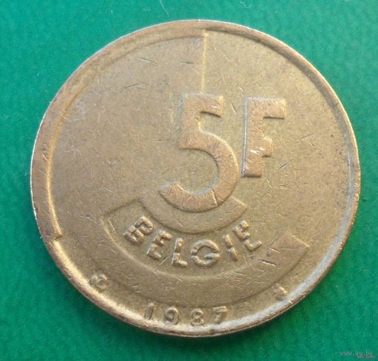 5 франков Бельгия 1987 г.в. Надпись на голландском - 'BELGIE'.