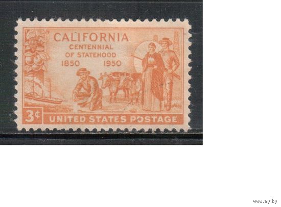 США-1950, (Мих.615), * (без клея), Штат Калифорния, Корабль, Золото, Фауна (одиночка),