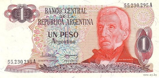 Аргентина 1 песо образца 1983-1984 года UNC p311a(1)