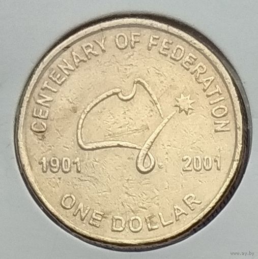 Австралия 1 доллар 2001 г. Столетие Федерации. В холдере