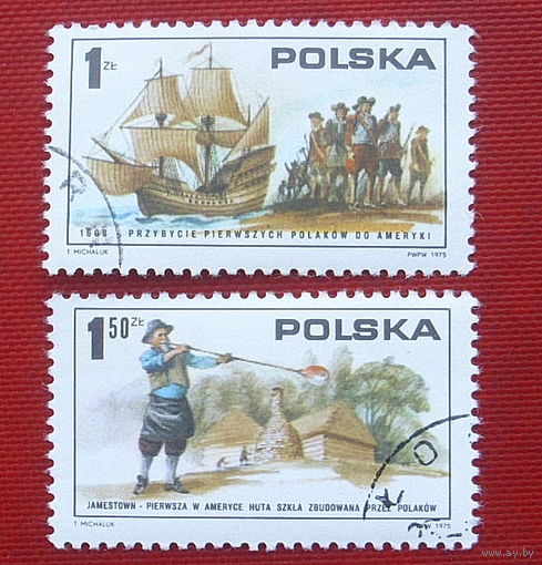 Польша. Эмиграция поляков в США. ( 2 марки ) 1975 года. 1-15.