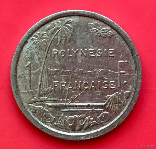 03-01 Французская Полинезия 1 франк 1987 г. Единственное предложение монеты данного года на АУ