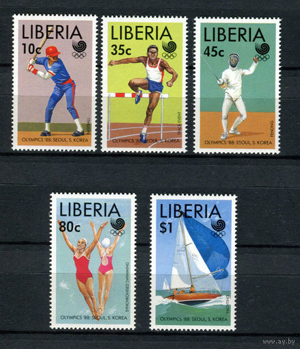 Либерия - 1988 - Летние Олимпийские игры 1988г. в Сеуле - [Mi. 1424-1428] - полная серия - 5 марок. MNH.
