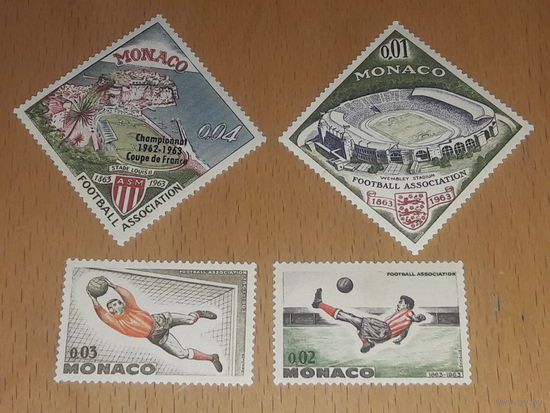 Монако 1963 Спорт. Футбол. 100 лет Британскому футбольному союзу. Серия 4 чистые марки