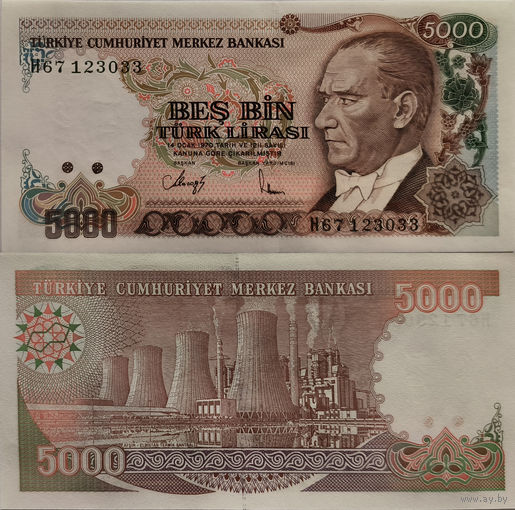 Турция 5000 Лир 1970 UNC П1-460