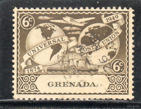 Гренада. Mi:GD 140. Полушария, авиалайнер и пароход Vickers Viking Hemispheres. 75 лет Всемирного почтового союза (ВПС).1949
