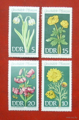 ГДР. Цветы. 1969 года. ( 4 марки ). 4-2.
