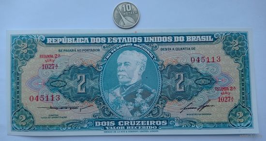 Werty71 Бразилия 2 крузейро 1956 UNC банкнота