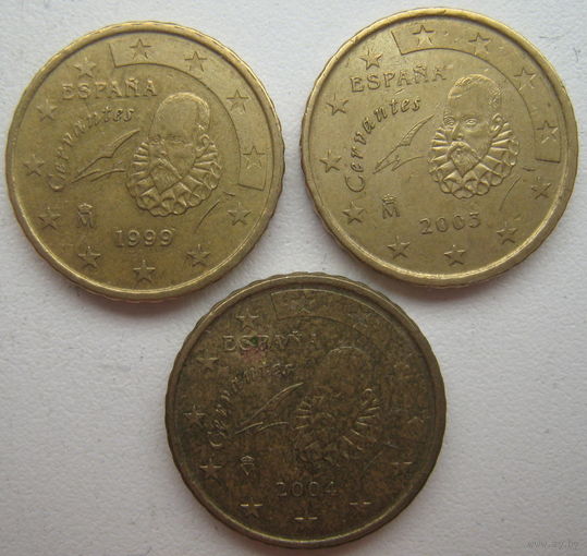 Испания 10 евроцентов 1999, 2001, 2004, 2005, 2008 гг. Цена за 1 шт.