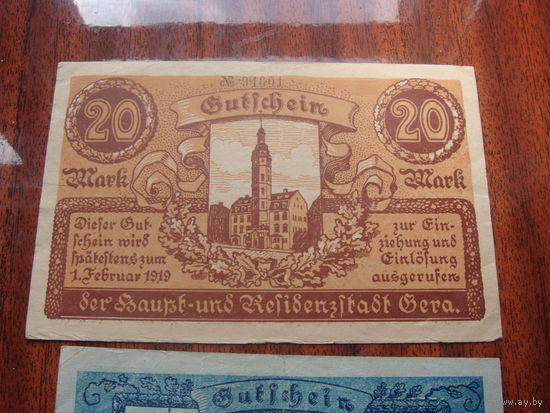 Германия Gera Гера 20 марок 1919 Нотгельд