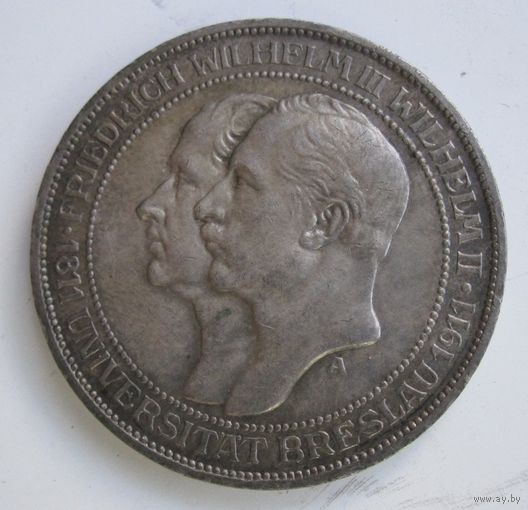 Пруссия 3 марки 1911 Бреслау  .32-405