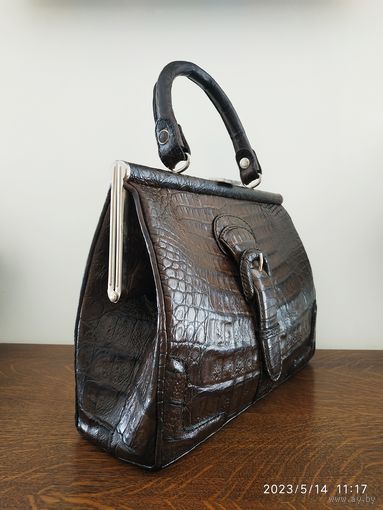 Коллекционная дамская сумка в стиле Шанель. Нат.кожа Крокодила.Как новая. Винтаж 80х годов