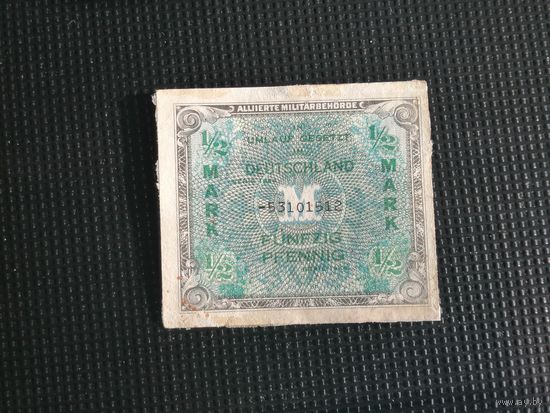1/2  марок 1944 года. союзная оккупация