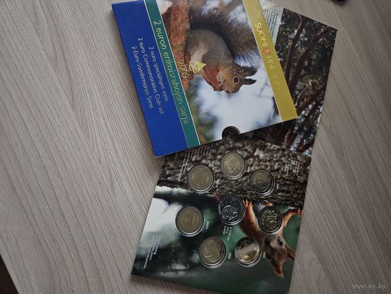 Финляндия 2004-2009 год. 7х2 евро юбилейные. Официальный набор монет в буклете.
