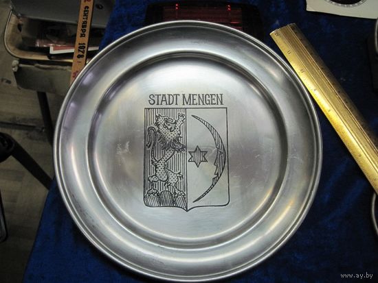 Настенная тарелка, пьютер, Германия, 22 см.