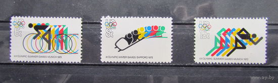 США 1972г Зимние и летние Олимпийские игры - Саппоро, Япония и Мюнхен, Германия #Mi (1074-1076)**