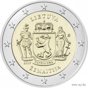 2 евро 2019 Литва  Жемайтия UNC из ролла