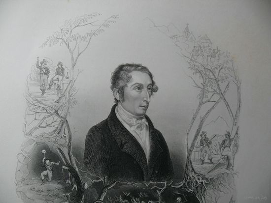 Гравюра музыкант Вебер. 1850год. Лондон.