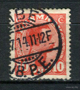 Дания - 1913/1915 - Король Кристиан X 10 Ore - [Mi.68] - 1 марка. Гашеная.  (Лот 77AX)