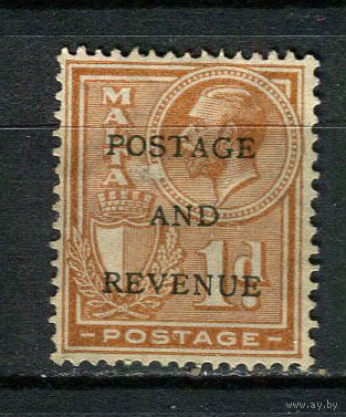 Британские колонии - Мальта - 1928 - Георг V и герб 1Р с надпечаткой POSTAGE AND REVENUE - [Mi.150] - 1 марка. MH.  (Лот 48Ct)