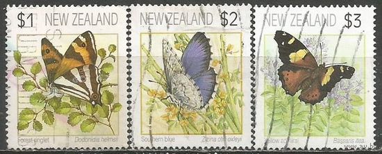 Новая Зеландия. Бабочки. 1991г. Mi#1208-10. Серия.