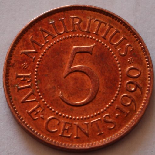 Маврикий, 5 центов 1990 г.