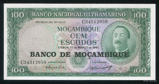 Мозамбик 100 эскудо 1976 г. P117. Серия C. UNC