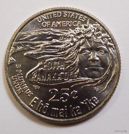 США 25 центов 2023 Эдит Канакаоле Гавайская танцовщица "Женщины Америки" 7-я монета UNC Двор D и Р