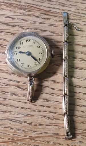 Швейцарские наручные женские часы Perret Fils Brenets. Позолоченные.