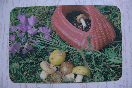 Календарик, 1991, Грибы, ягоды в корзинке.