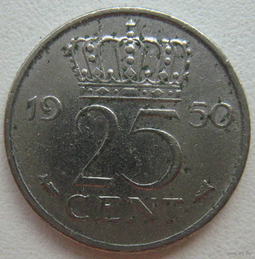 Нидерланды 25 центов 1950 г.