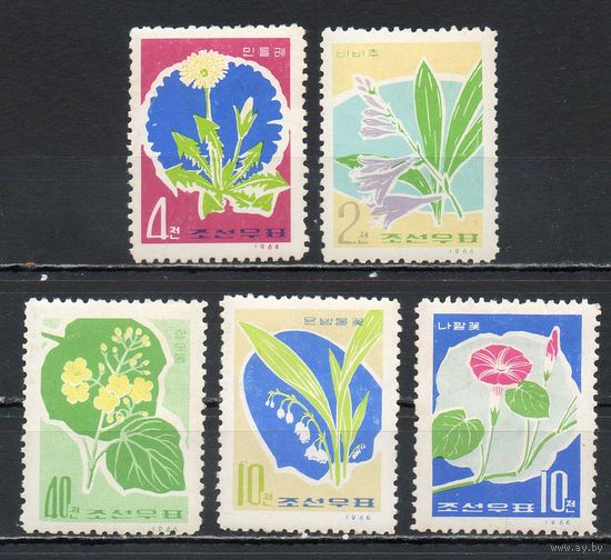 Цветы КНДР 1966 год серия из 5 марок