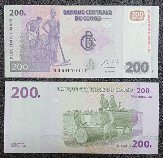 200 франков Конго 2013 г. UNC