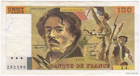 Франция 100 франков 1978.  серия Z4 282298