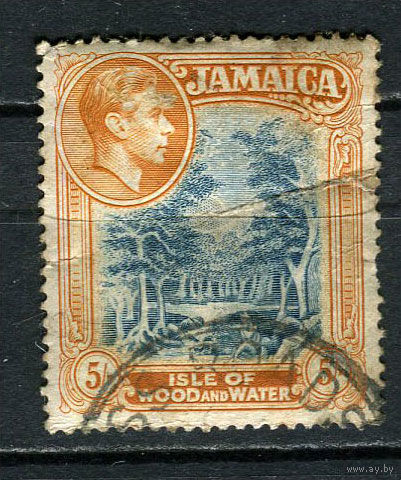 Британские колонии - Ямайка - 1938/1952 - Король Георг VI. Природа 5Sh - [Mi.133A] - 1 марка. Гашеная.  (Лот 59Ct)