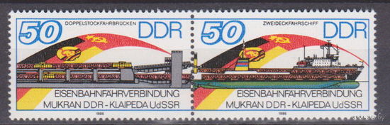 Флот корабли железная дорога  Открытие железной дороги Мукрау-Клайпеда Германия ГДР 1986 год Лот 52 ЧИСТАЯ ПОЛНАЯ СЕРИЯ 1,62 у.е по каталогу   2