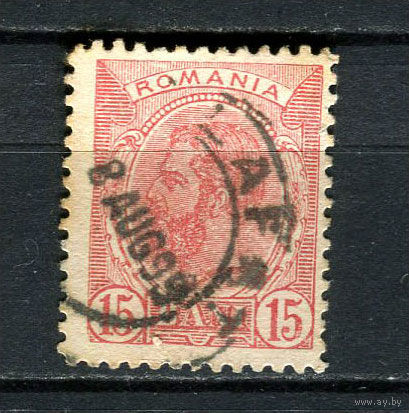 Королевство Румыния - 1893/1898 - Кароль I 15B - (есть надрыв) - [Mi.104] - 1 марка. Гашеная.  (Лот 47Ci)