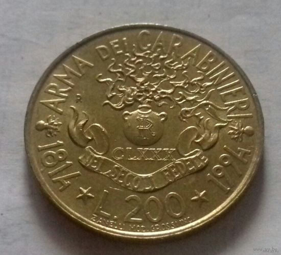 200 лир, Италия 1994 г., 180 лет чему-то там