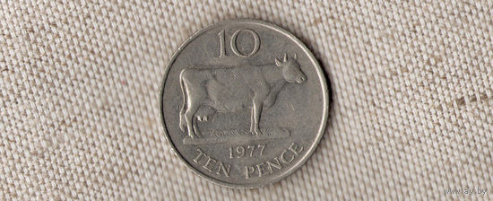 Гернси 10 пенсов 1977/корова(Oct)