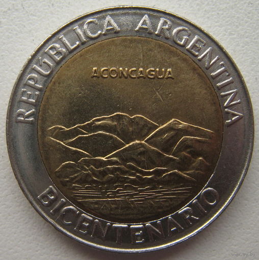 Аргентина 1 песо 2010 г. 200 лет Независимости от Испании. Гора Аконкагуа (d)